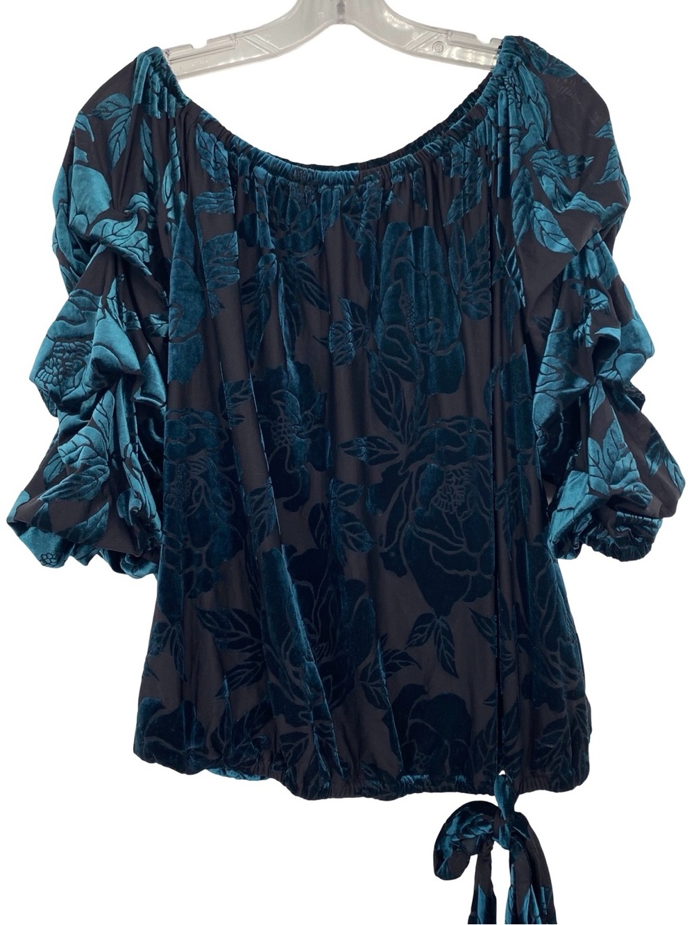 MSK Whimsigoth Velour Burnout Velvet Floral Top Large Fairy Grunge Witchy